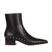 black studded pointed toe ankle boot