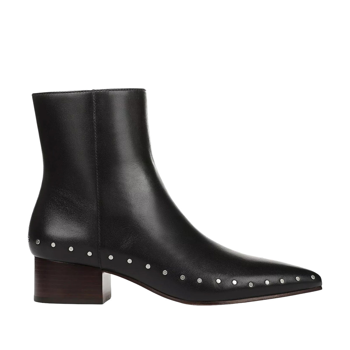 black studded pointed toe ankle boot