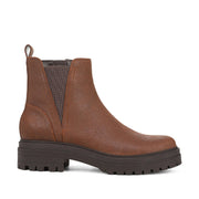 brown lug sole suede ankle boot on a white background