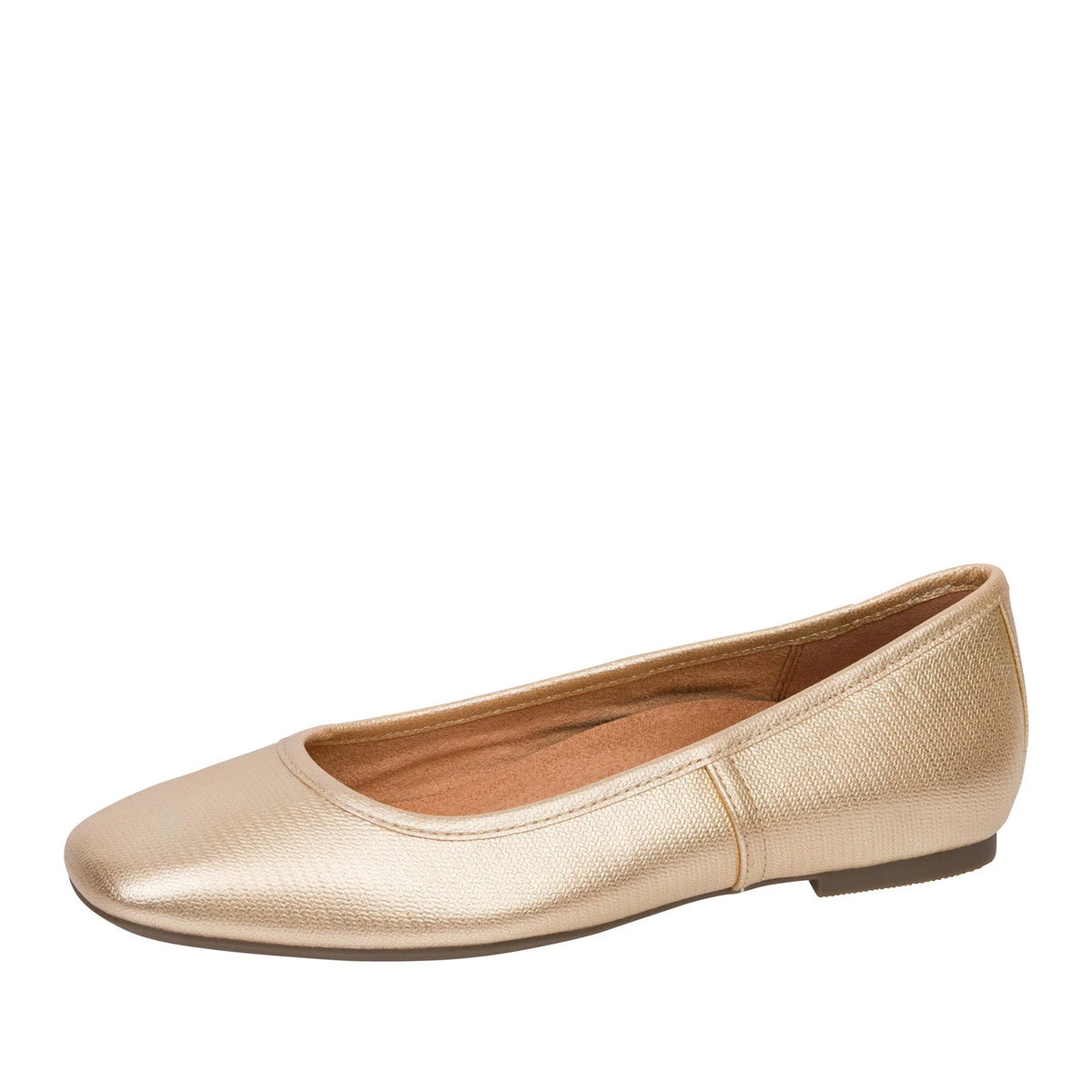 Vionic Women's Orinda Square Toe Ballet Flat in Light Gold
