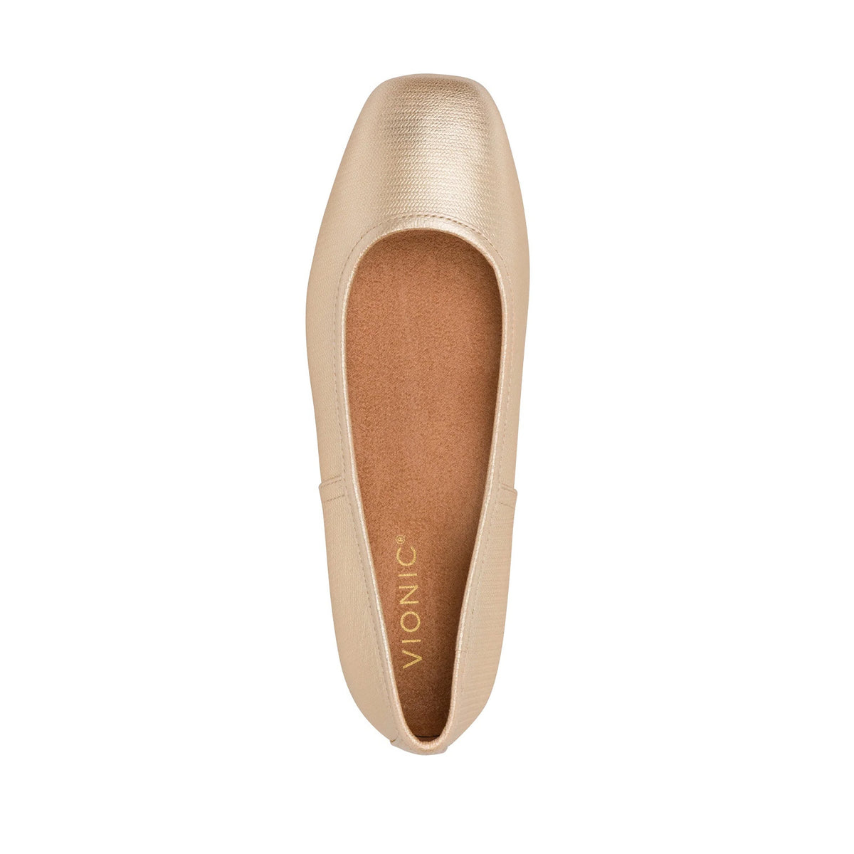 Vionic Women's Orinda Square Toe Ballet Flat in Light Gold