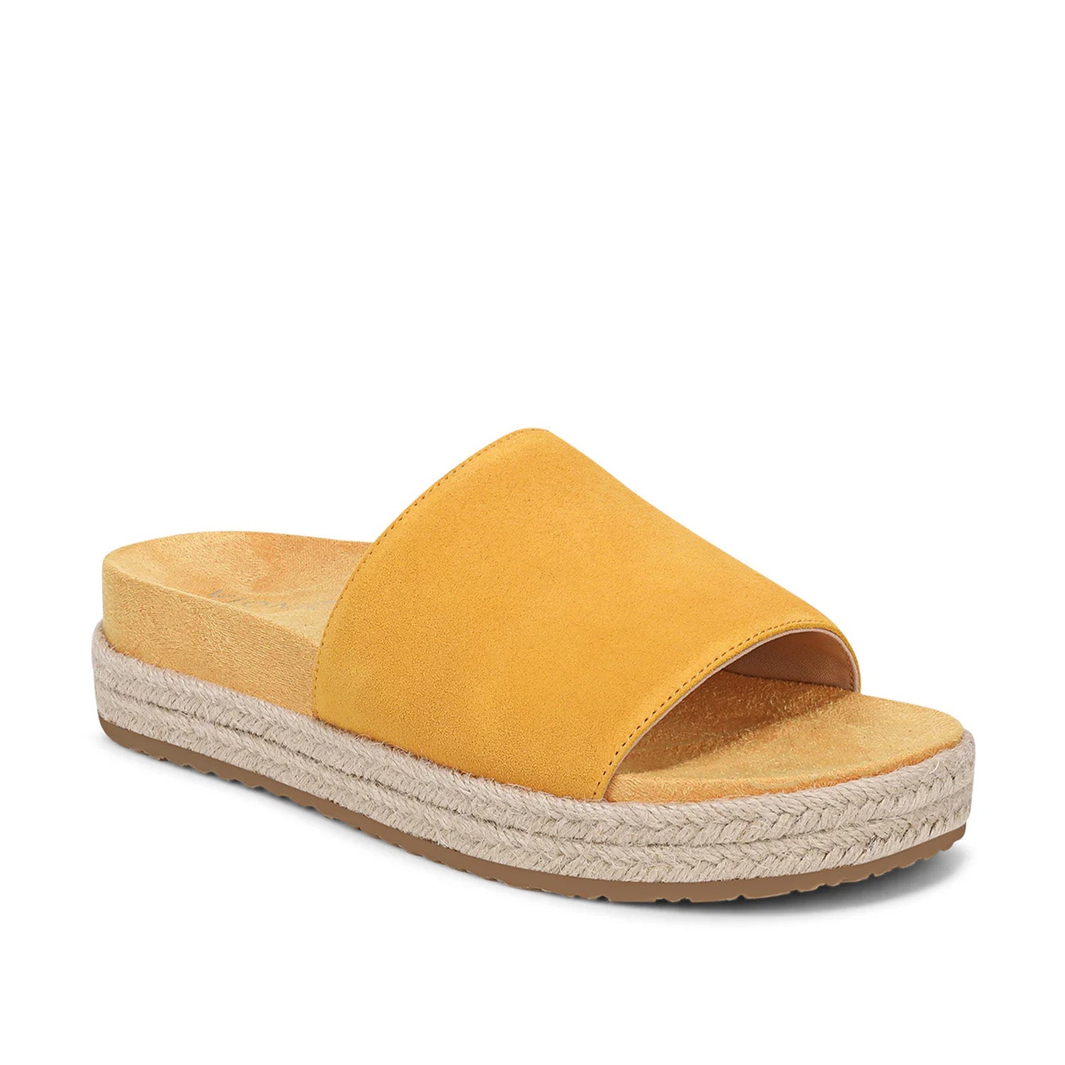 Vionic Women's Yasmina Platform Slide Sandal in Amber Yellow