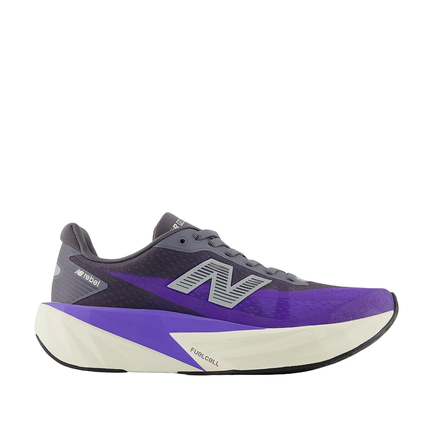 New Balance Women's FuelCell Rebel v5 in Electric Indigo/Truffle Salt/Silver Metallic