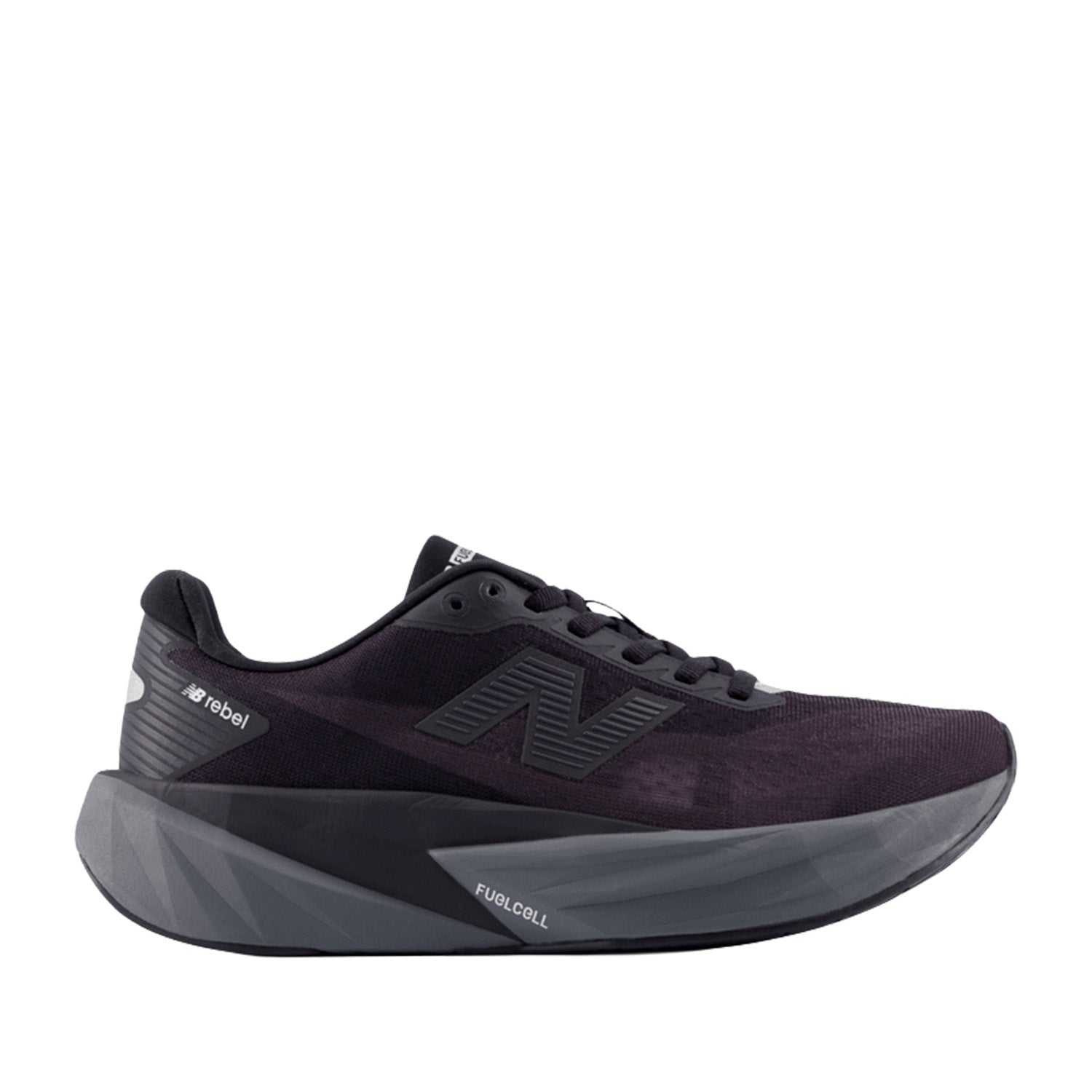 New Balance Women's FuelCell Rebel v5 in Black with Castlerock and Black Cement
