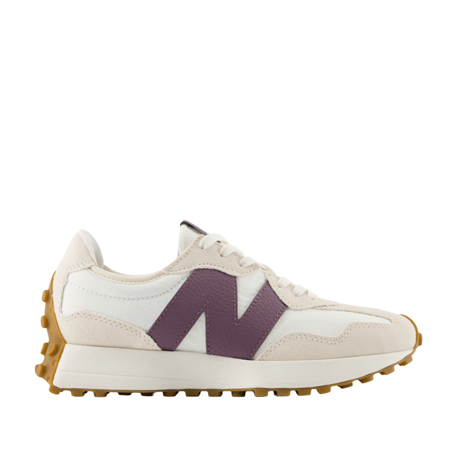 New Balance Women's 327 in Linen with Sea Salt and Dark Ice Wine