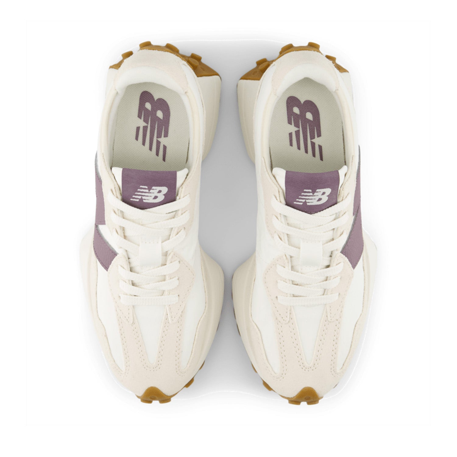 New Balance Women's 327 in Linen with Sea Salt and Dark Ice Wine