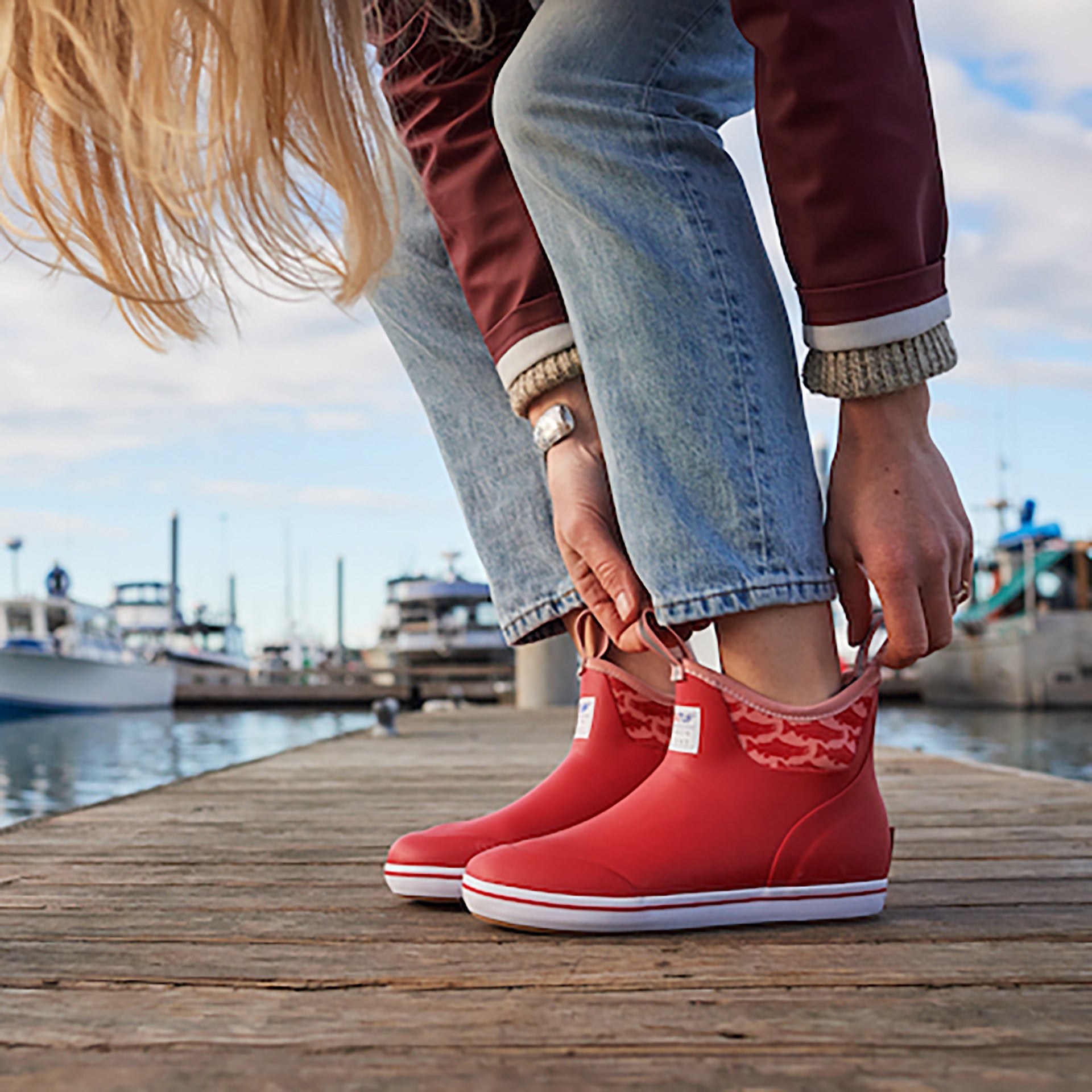 Xtratuf Women's  6" Ankle Deck Boot Ankle Deck Boot M Women In Red/Sockeyesalmon