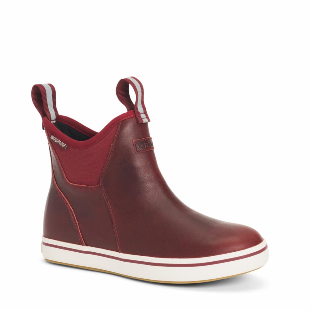 Xtratuf Women's 'S 6" Leather Ankle Deck Boot Ankle Deck Boot Burgundy M