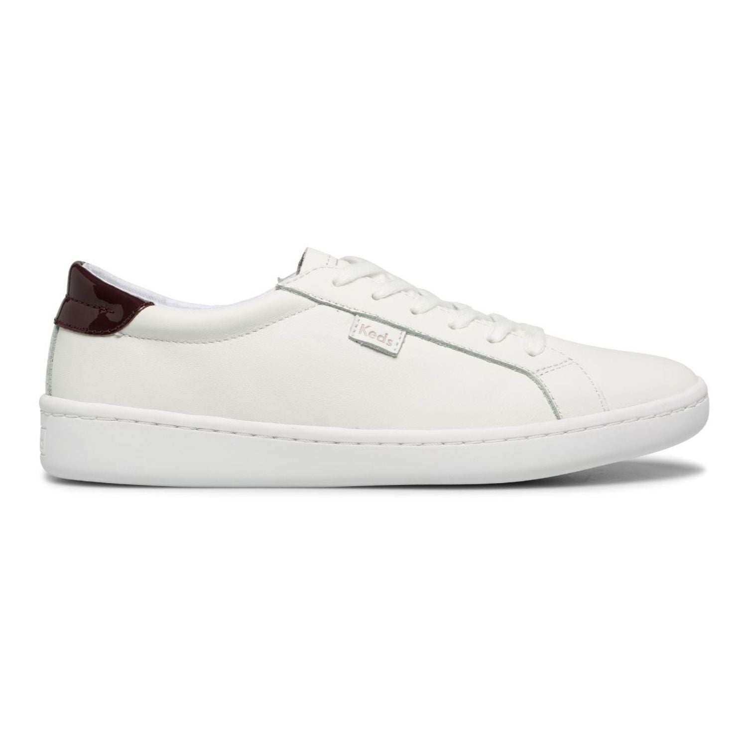 Keds Women's Ace Leather in White/Burgundy