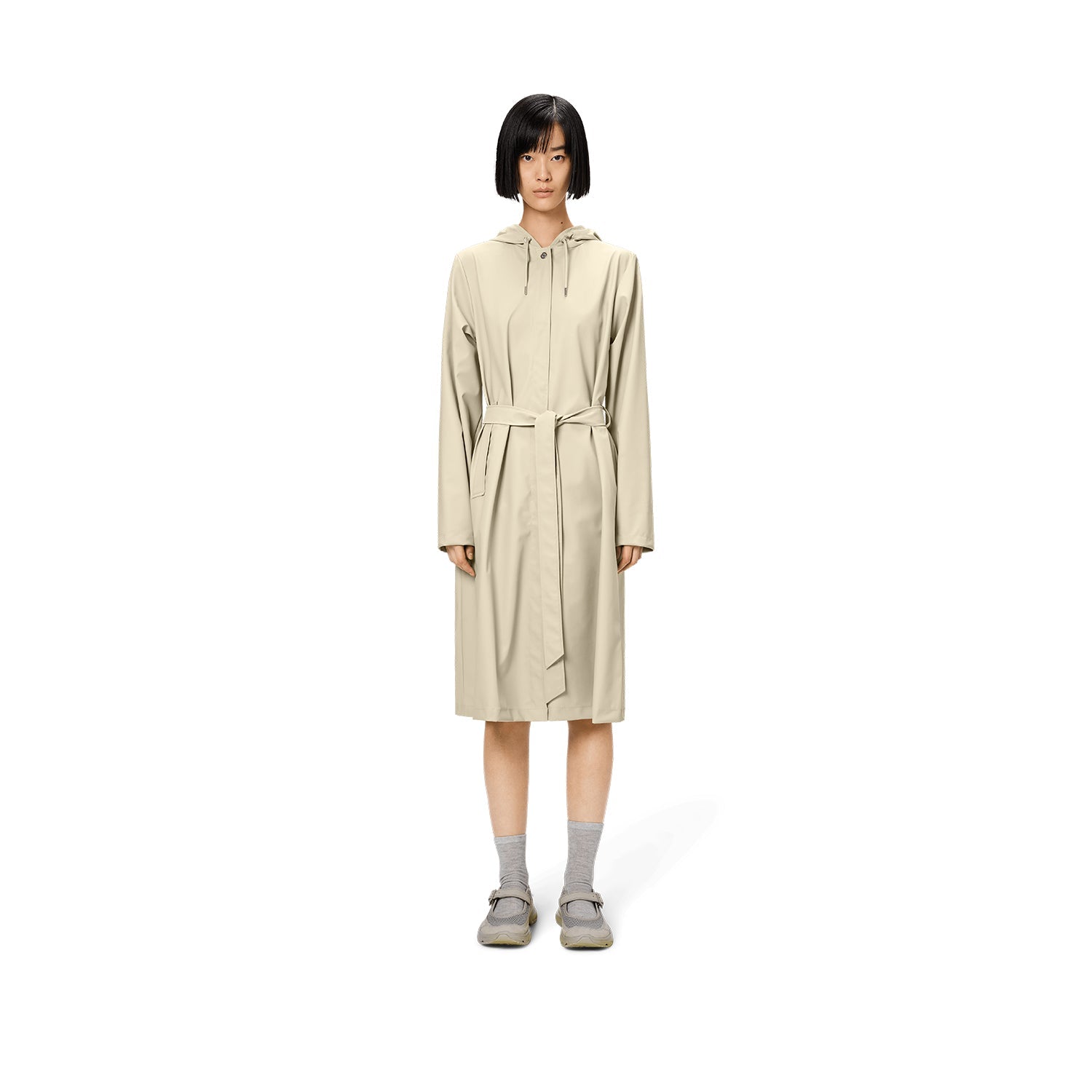 Veste longue trapèze pour femme Rains W3 couleur dune
