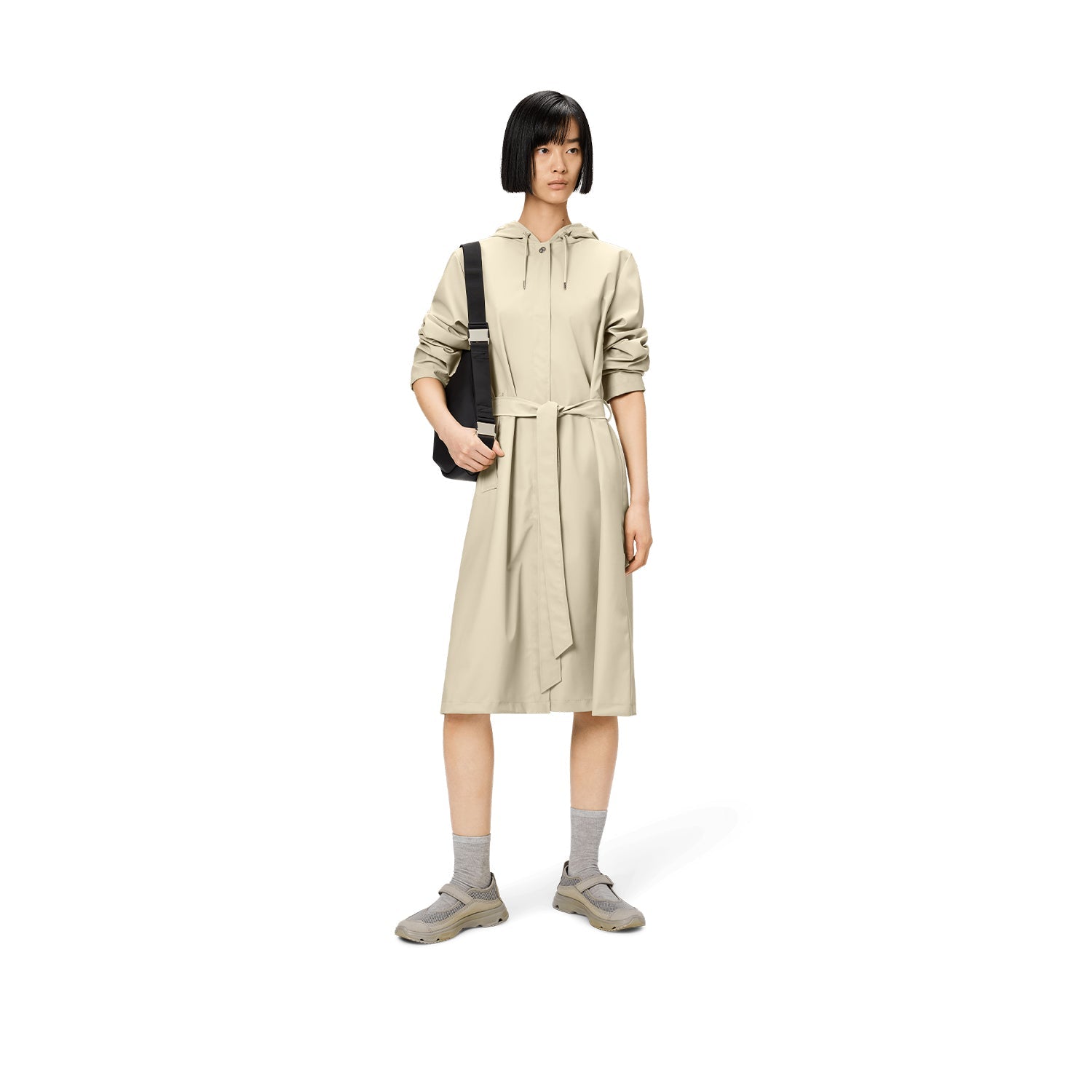 Veste longue trapèze pour femme Rains W3 couleur dune