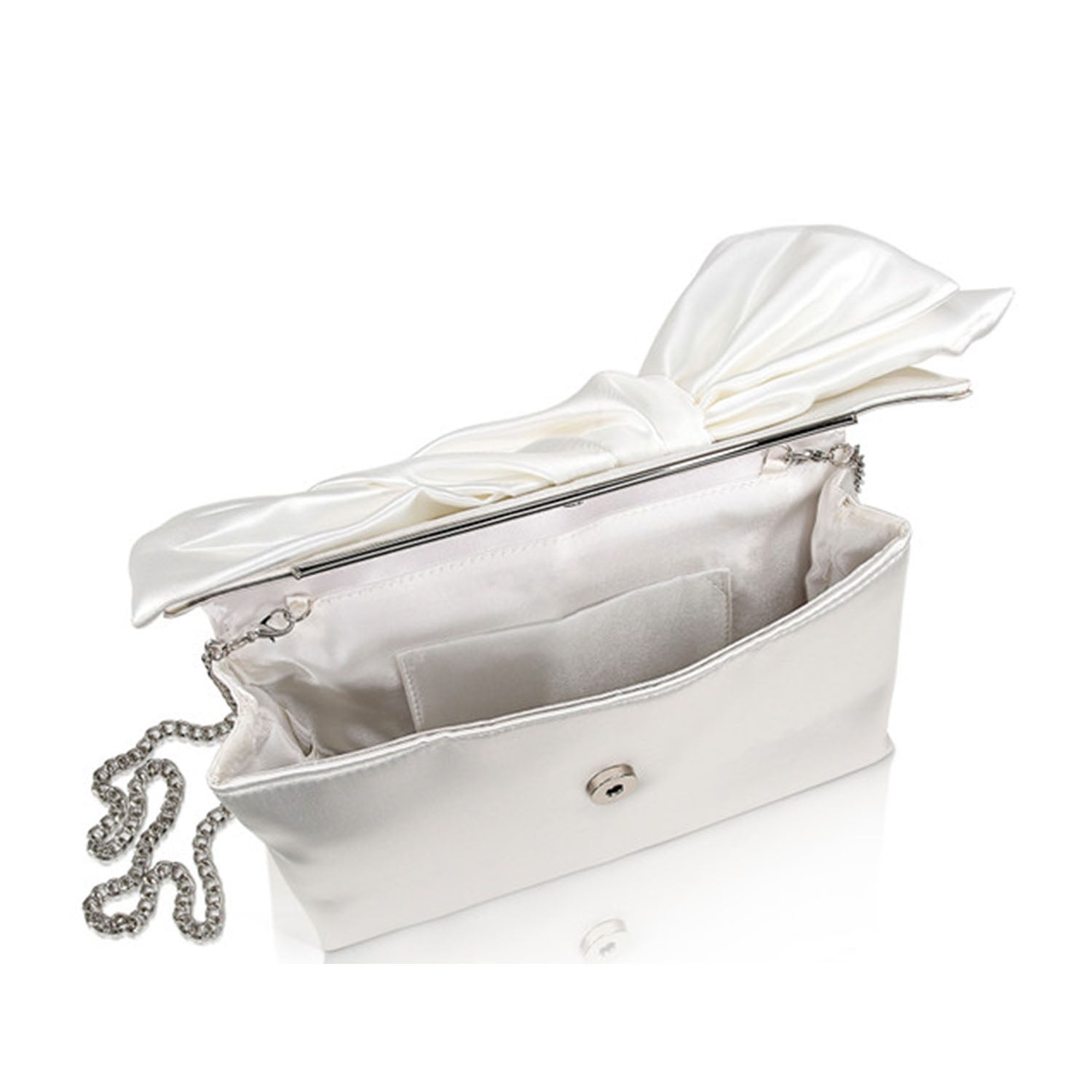 Jewel Badgley Mischka Women's Tie Bow Clutch in White