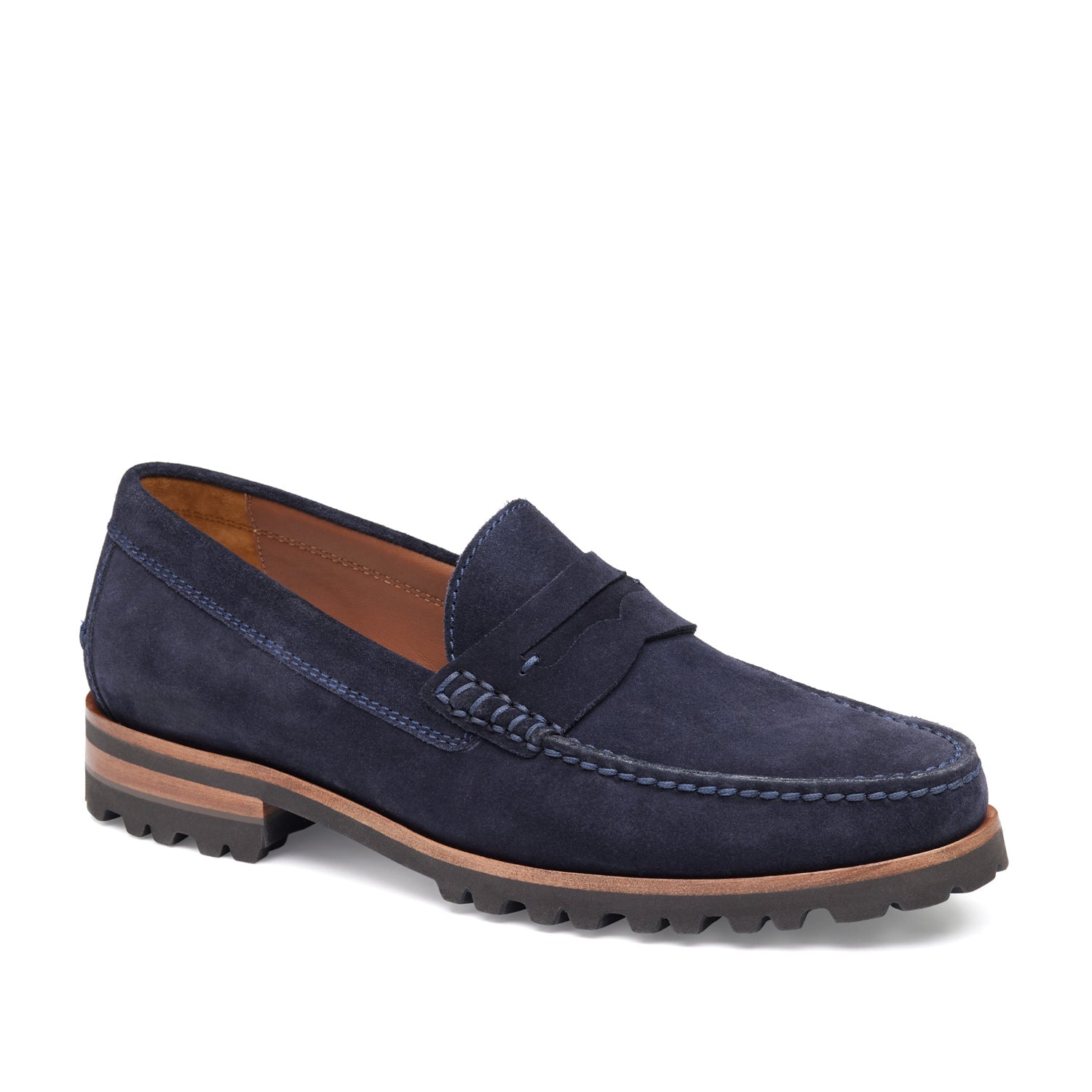 Johnston & Murphy Men's Baldwin Lug Penny Loafer in Navy