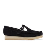 Clarks Women's Wallabee T Bar in Black Suede