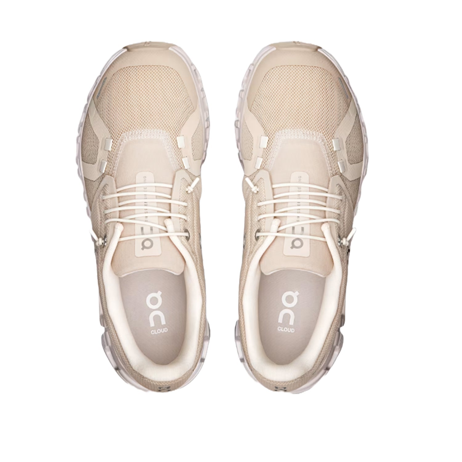 Chaussures de running On Running Cloud 6 pour femmes, coloris perle/blanc