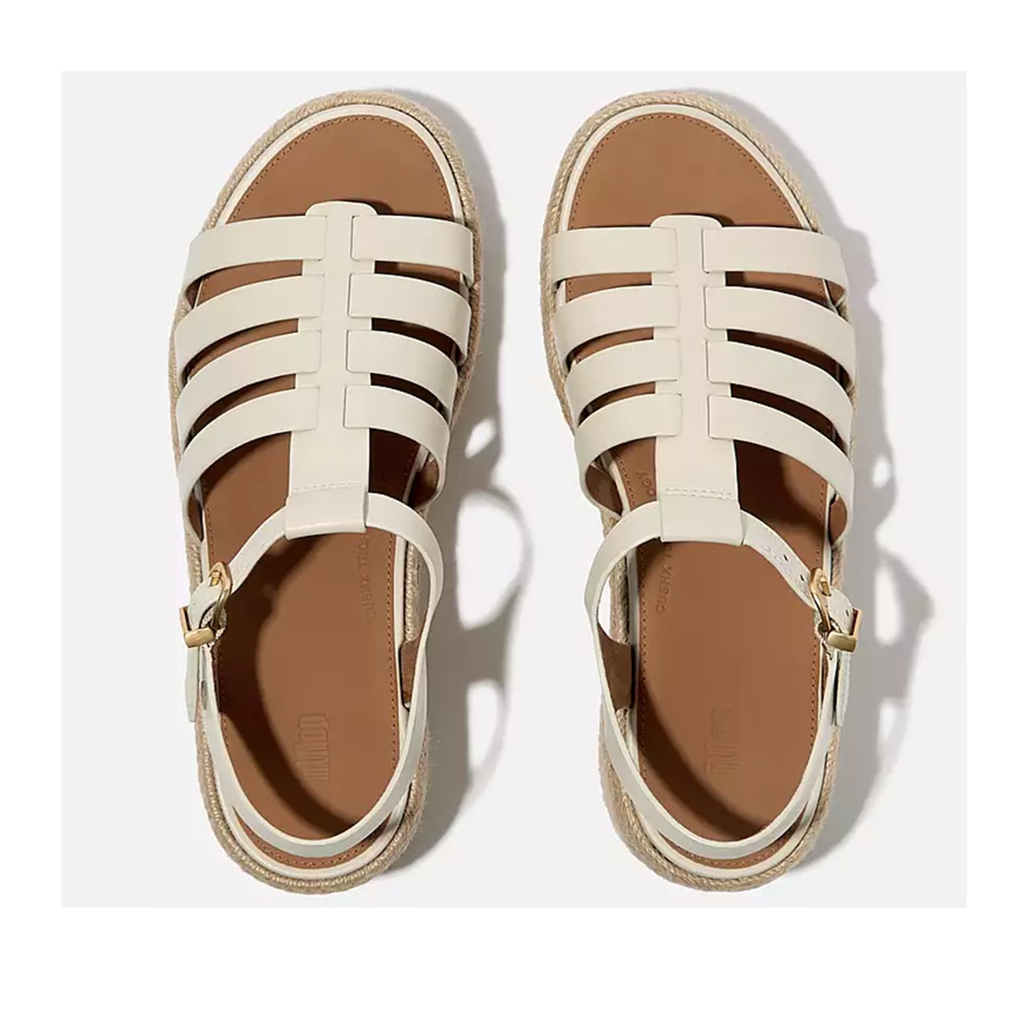 Espadrilles compensées Fit Flop pour femme, en cuir beige