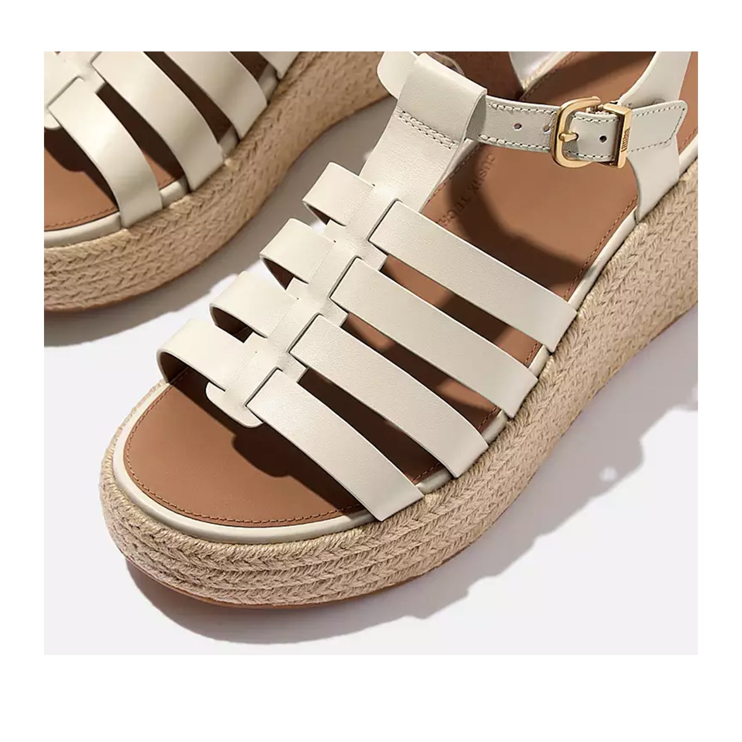 Fit Flop Women's Espadrille Leather Fisherman Wedges in Beige