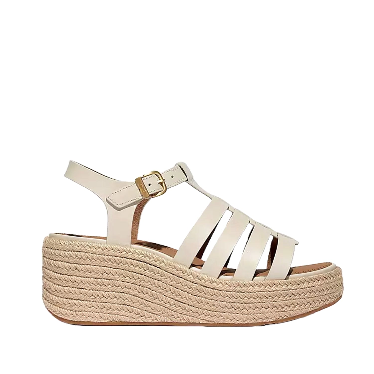 Espadrilles compensées Fit Flop pour femme, en cuir beige