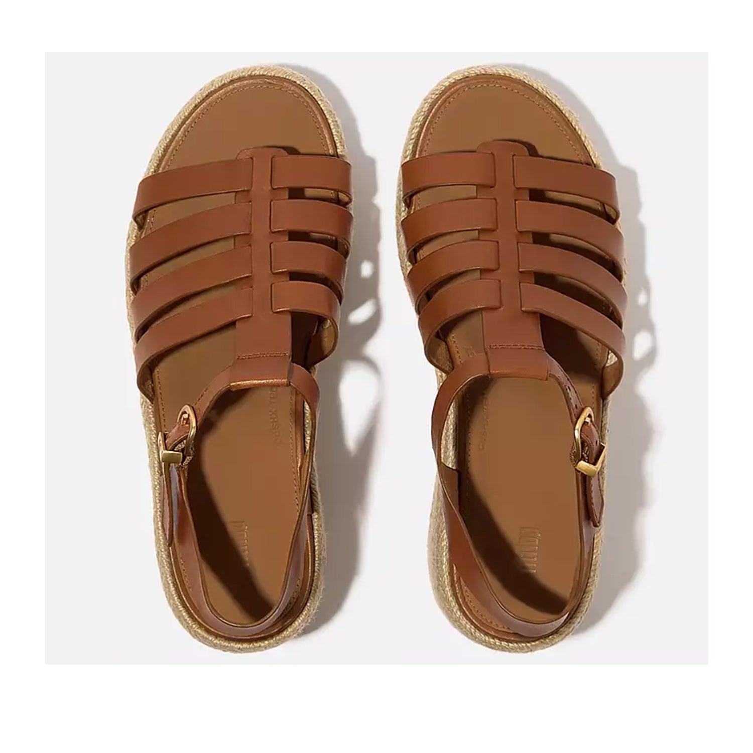 Espadrilles compensées Fit Flop pour femme, en cuir, couleur fauve foncé