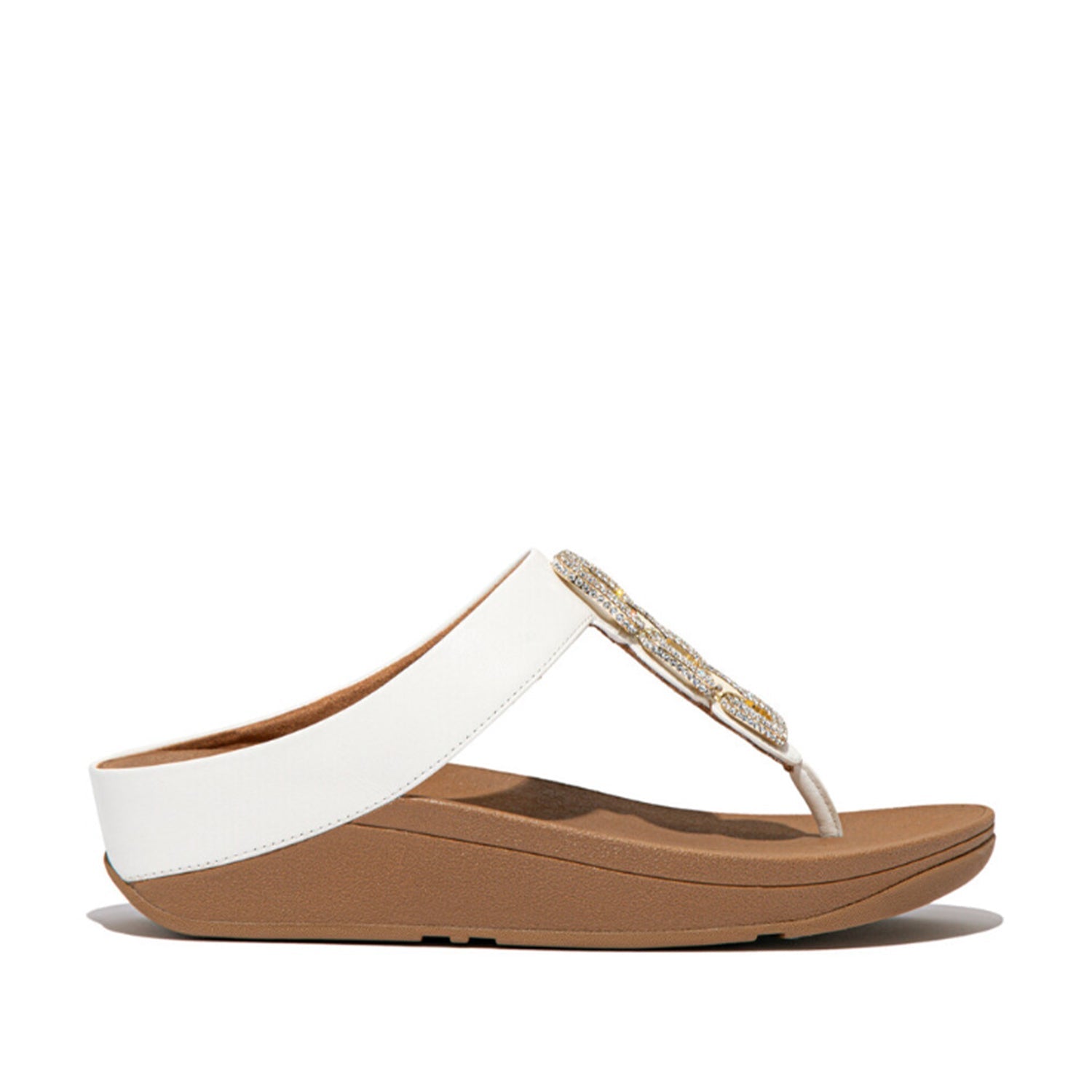 Fitflop Women's Fino Crystal Chain Toe Post Sandal in Urban White
