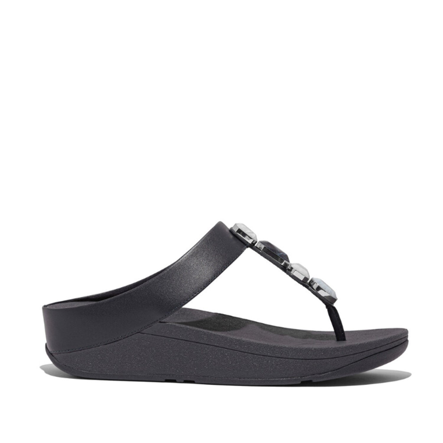 Sandales Fitflop Fino Multi Stone pour femmes, entre-doigts, couleur bleu marine nuit