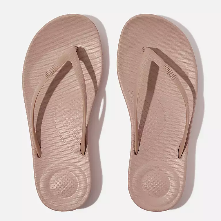 Fitflop Women's IQushion Ergonomic Flip Flop in Beige