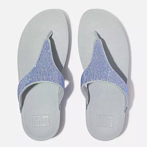 Fitflop Women's Lulu Crystal Toe Post Sandal in Quiet Blue