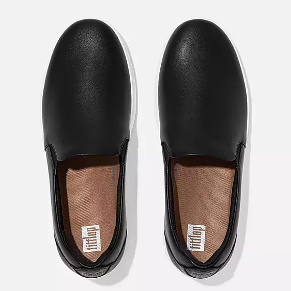 Fitflop Women's Rally Leather Slip On Skate Sneaker