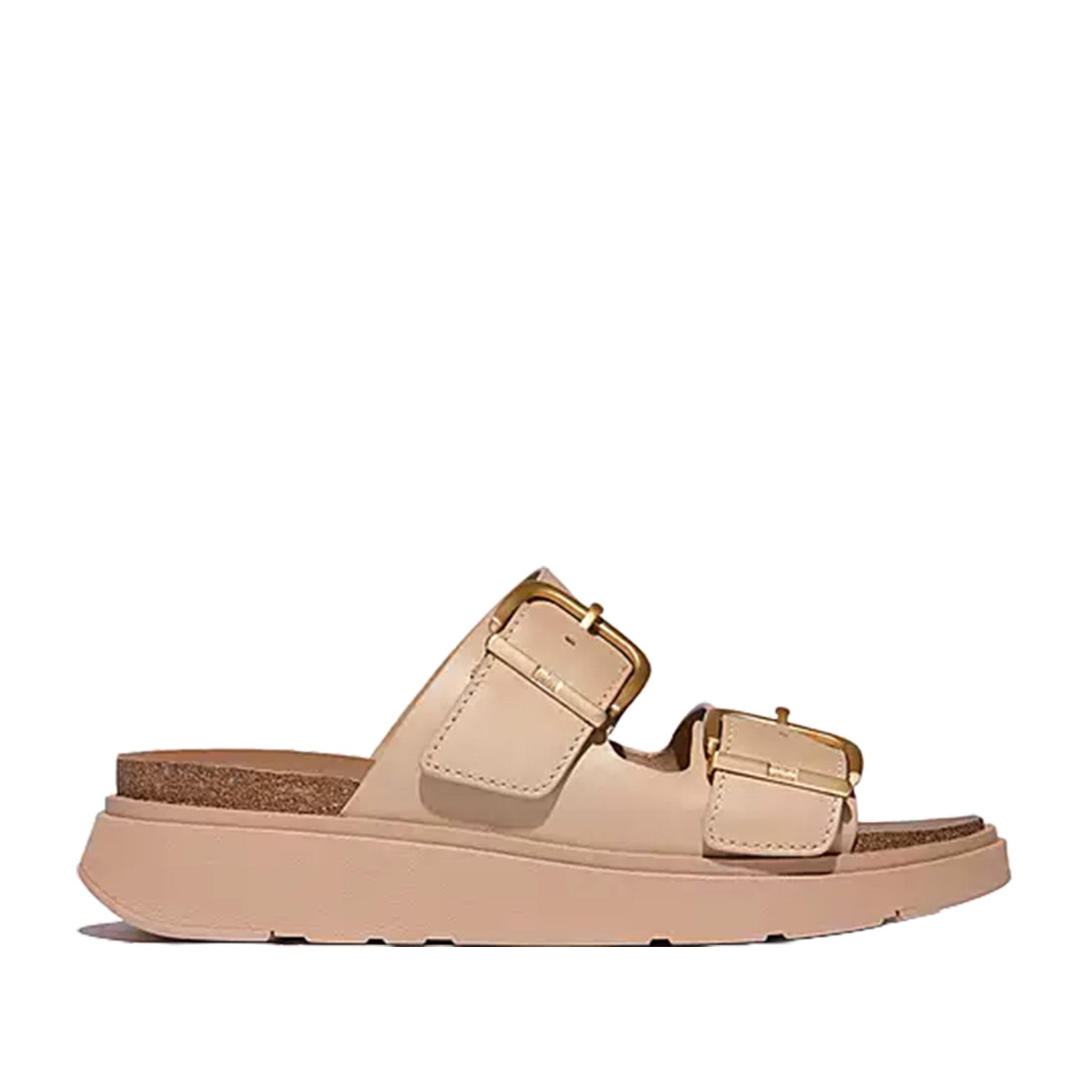 Fitflop Women's Gen-FF Buckle Two Bar Leather Slide in Classic Beige