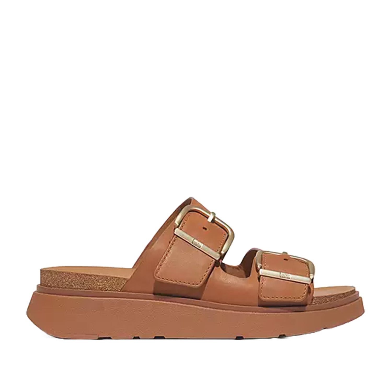 Fitflop Women's Gen-FF Buckle Two Bar Leather Slide in Light Tan