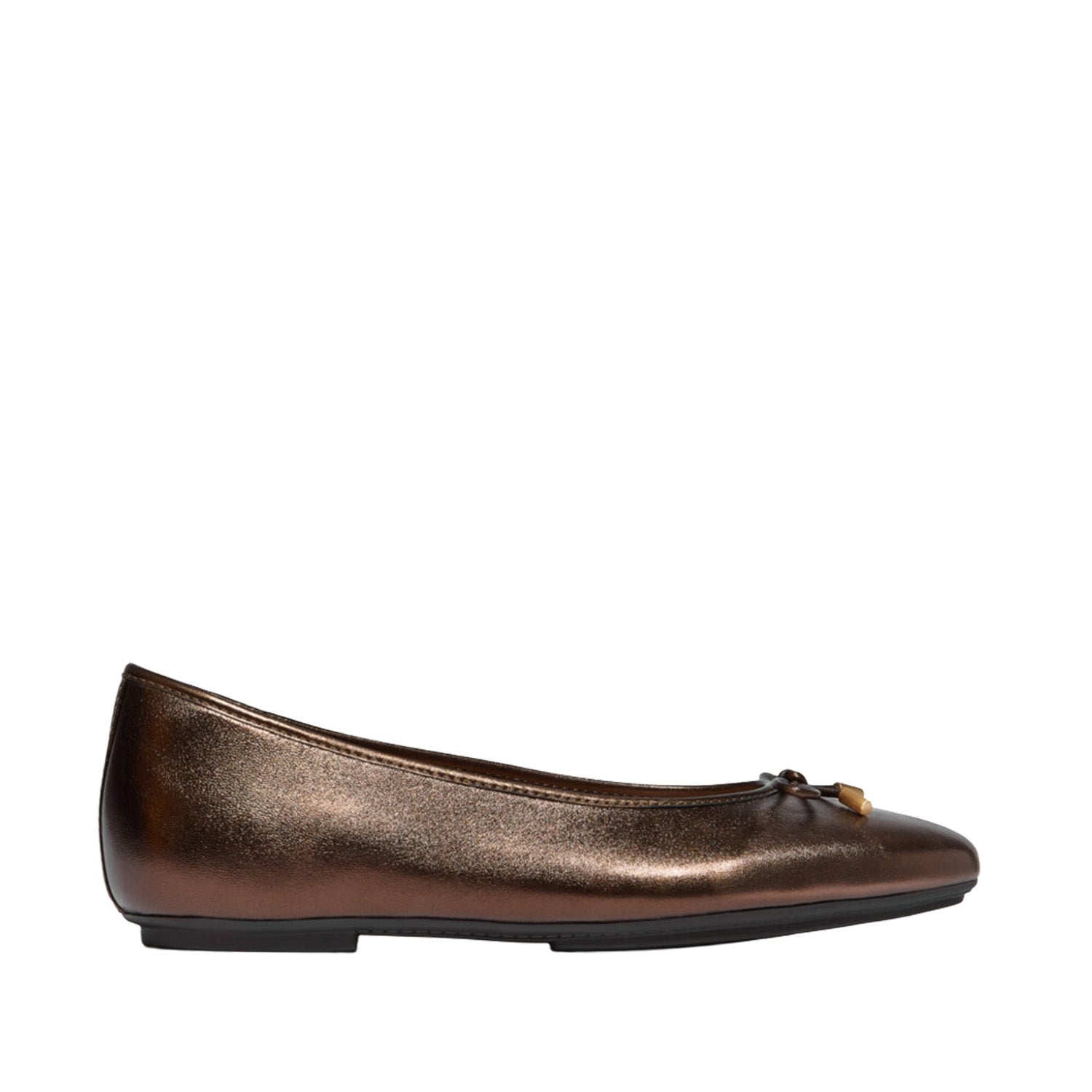 Fitflop Women's DELICATO Bow Soft Metallic-Leather Ballet Flats in Metallic Mole