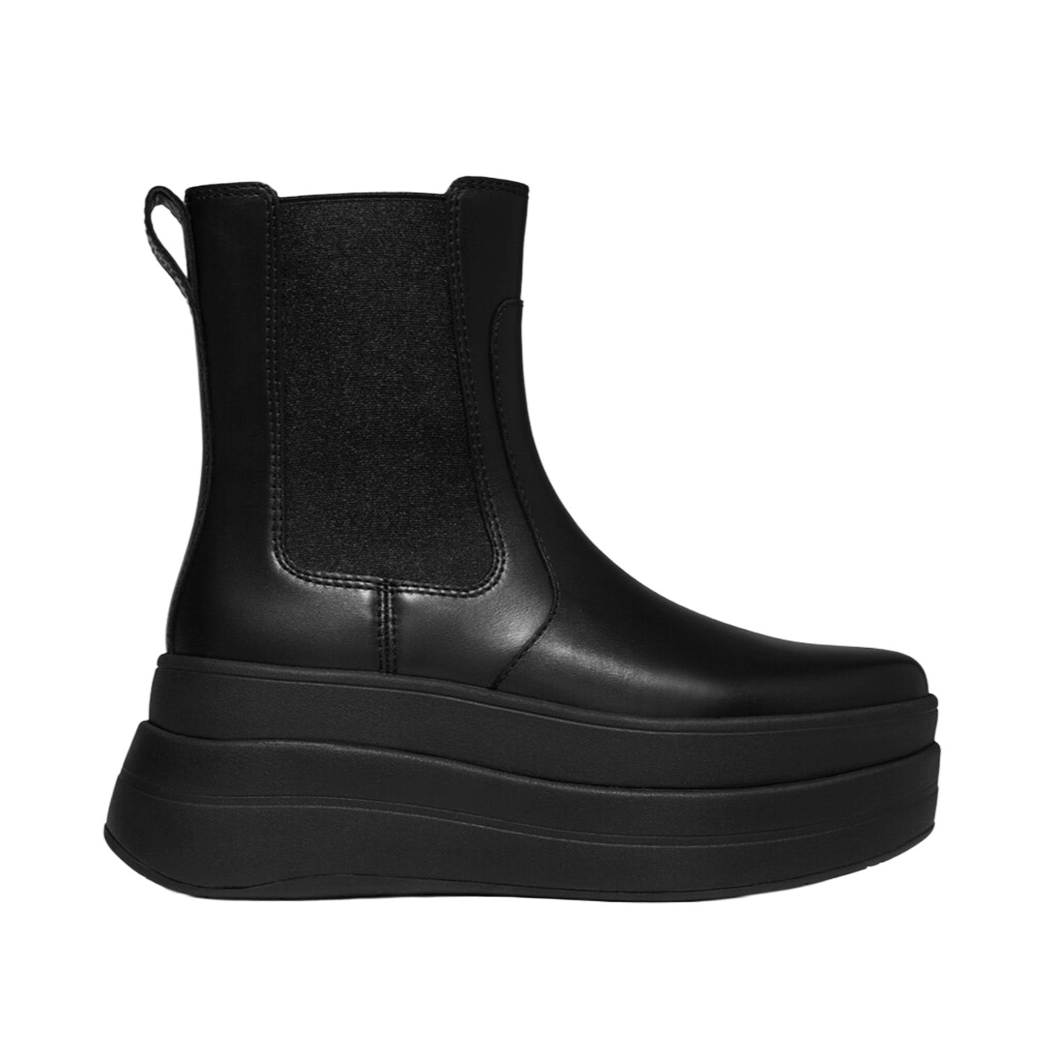 Fitflop Women's F-MODE Stack Leather Chelsea Boots in All Black