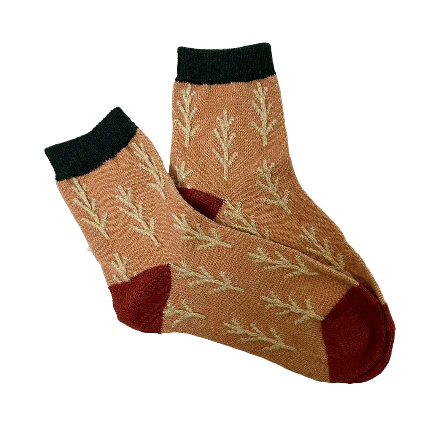 FLOOF Women's Alpine Socks in Green/Orange/Red