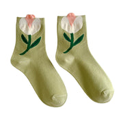 Chaussettes FLOOF Bloom pour femme, couleur tulipe verte