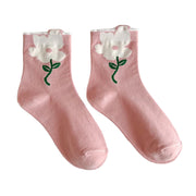 FLOOF Women's Bloom Sock in Pink/White Daisy