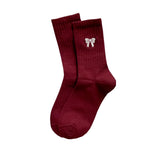 FLOOF Demure Bow Sock in Burgundy