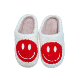 FLOOF Fluffy Smiley Face Slippers in Red