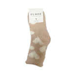 FLOOF Fuzzy Heart Sock in Beige/White