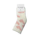 FLOOF Fuzzy Heart Sock in White/Pink