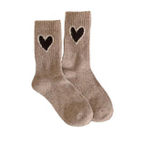 FLOOF Women's Jacquard Heart Sock in Khaki