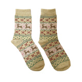 FLOOF Women's Reindeer Socks in Cream/Pink