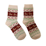 FLOOF Women's Reindeer Socks in Cream/Red
