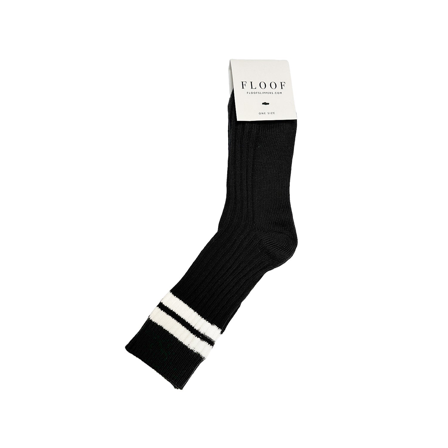 Chaussettes tubulaires côtelées FLOOF noires et blanches