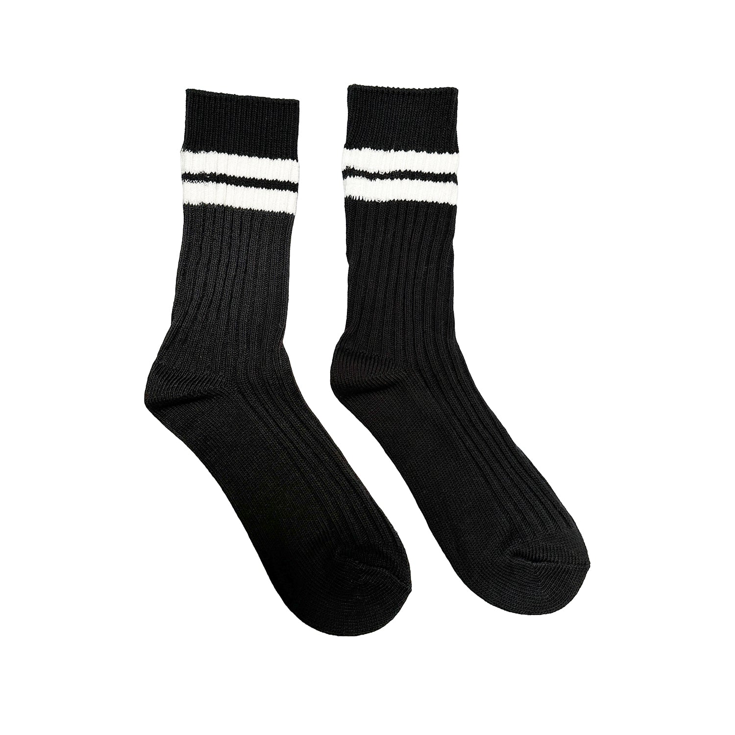 Chaussettes tubulaires côtelées FLOOF noires et blanches