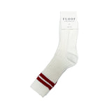 FLOOF Ribbed Tube Sock in White/Red