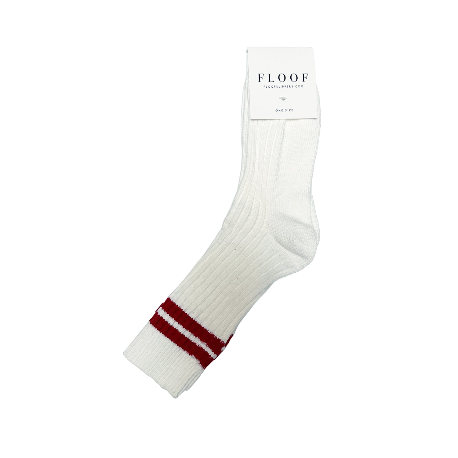 Chaussettes tubulaires côtelées FLOOF blanches et rouges