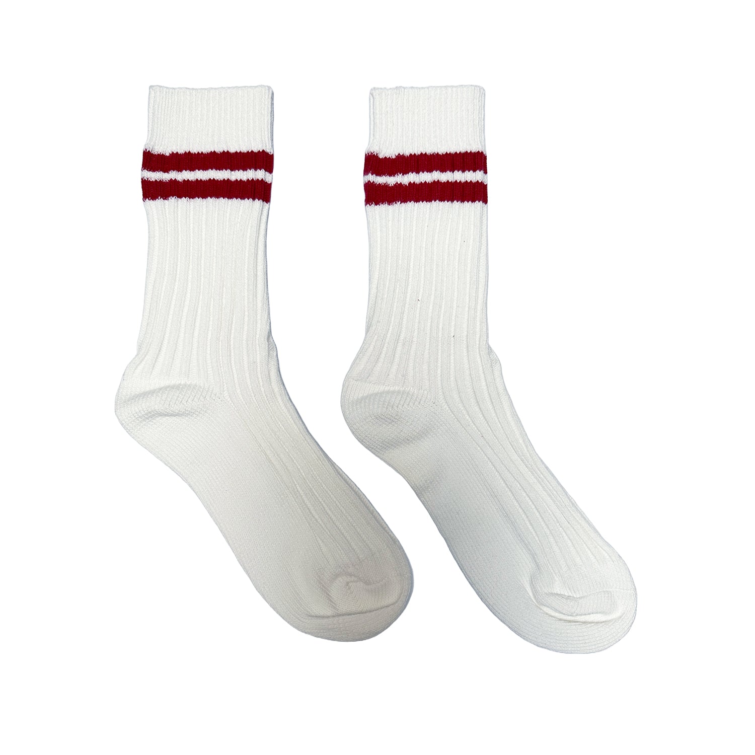 Chaussettes tubulaires côtelées FLOOF blanches et rouges