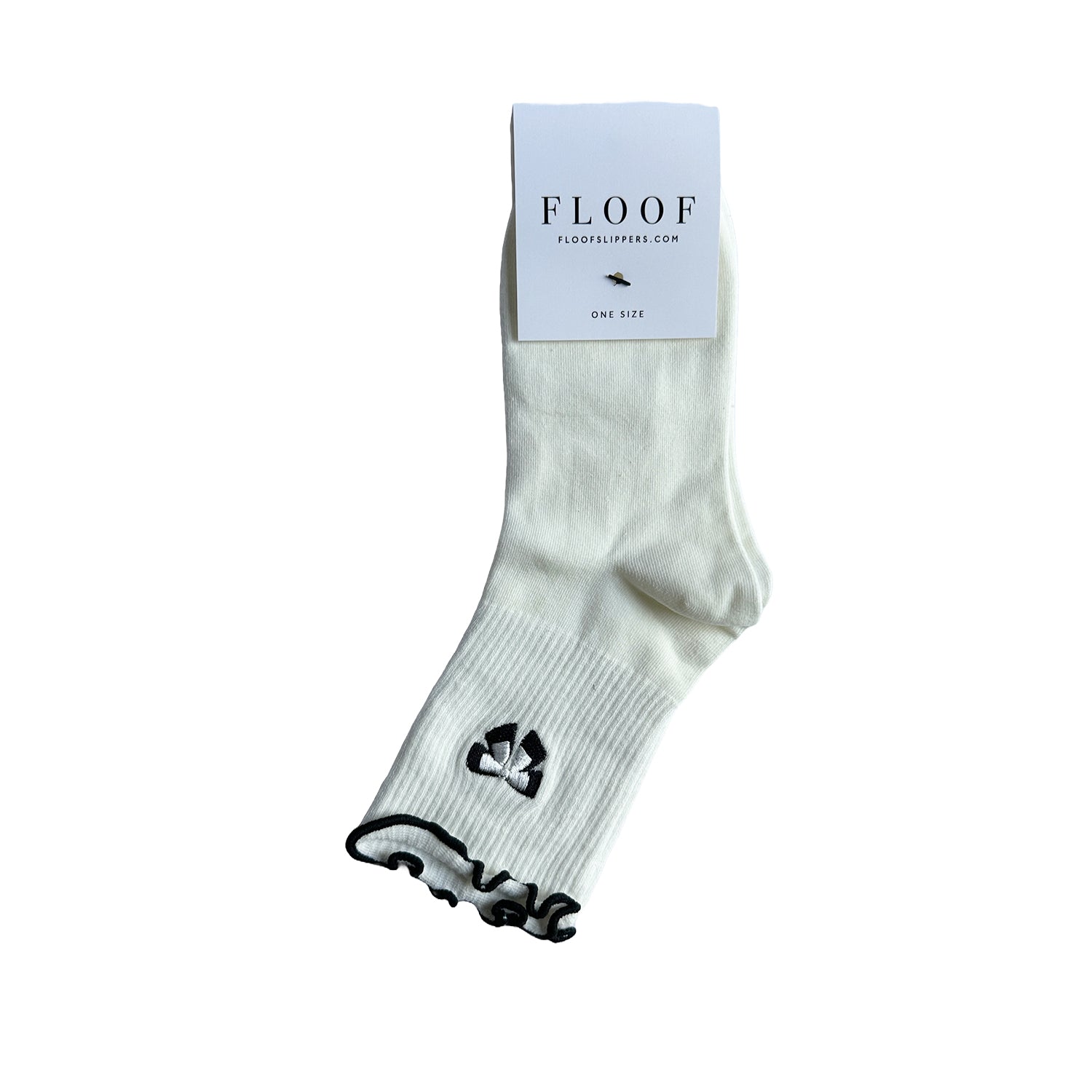FLOOF Pour la chaussette emoji à volants avec nœud blanc