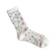 FLOOF Multi Heart Sock in White Rainbow