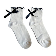 Chaussettes FLOOF à volants et nœud couleur crème